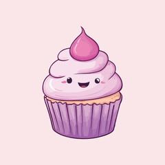 cute cupcake cartoon Vector Illustration