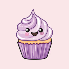 cute cupcake cartoon Vector Illustration