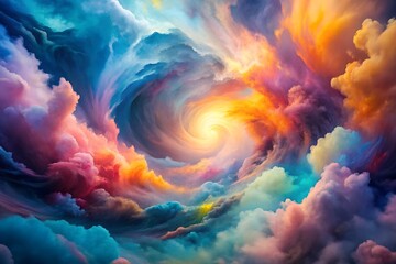 Abstract background with swirling ethereal clouds in soft pastel tones, creating a mesmerizing and tranquil artistic effect.