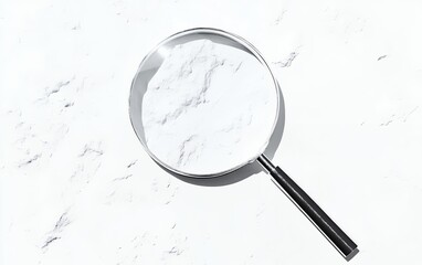 Magnifying Glass with Black Handle on a Textured White Surface for Artistic and Conceptual Use