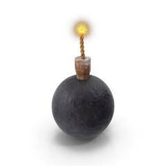 It is a realistic bomb with a burning fuse emitting sparks and light, ready to explode. It is an...