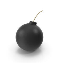 It is a realistic bomb with a burning fuse emitting sparks and light, ready to explode. It is an isolated 3D PNG explosive, a spherical military TNT weapon
