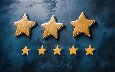 Three and five star rating system on dark background symbolizing customer feedback