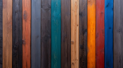Detailed close-up of weathered wood showcasing a variety of rich textures and colors displayed in vertical planks at an outdoor setting