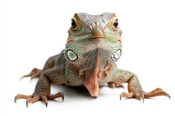 Obraz premium Green iguana portrait, exotic reptile