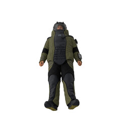 Explosive Ordnance Disposal Officer, Bomb suit PNG isolated on white for EOD, bomb incident to prove legal evidence, Bomb-disposal robot, and Bomb suit for Explosive ordnance disposal 