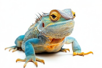 Obraz premium Vibrant Blue Lizard on White Background