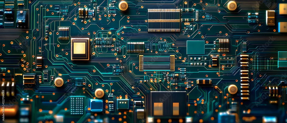 Wall mural abstract circuit board futuristic technology processing background