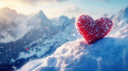 Fototapeta premium Romantic Valentine's Day Escape: Cozy Cabin Getaway in a Snowy Mountain Wonderland. Perfect for couples seeking a secluded, romantic winter adventure 