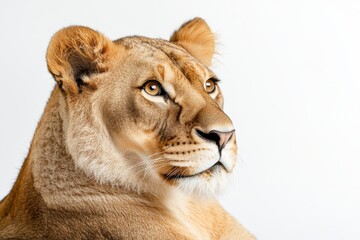 Obraz premium Majestic lioness, golden fur, intense gaze.