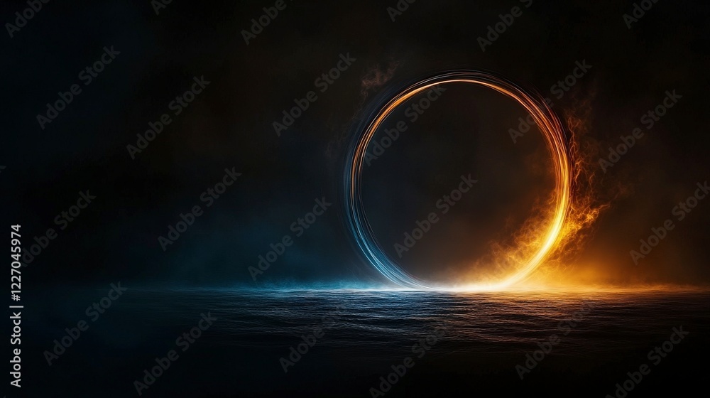 Aufkleber ethereal light arc gradually fading over water digital art calm environment abstract concept