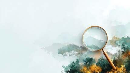 Beautiful Landscape with Magnifying Glass Overlay