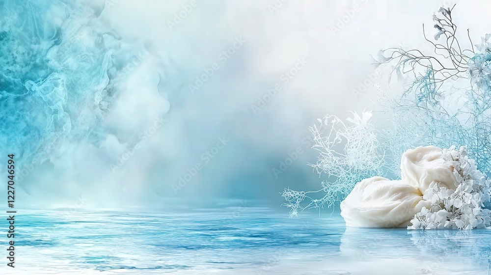 Aufkleber elegant creamy white gradient blending into soft aqua tones nature scene abstract art calm environme