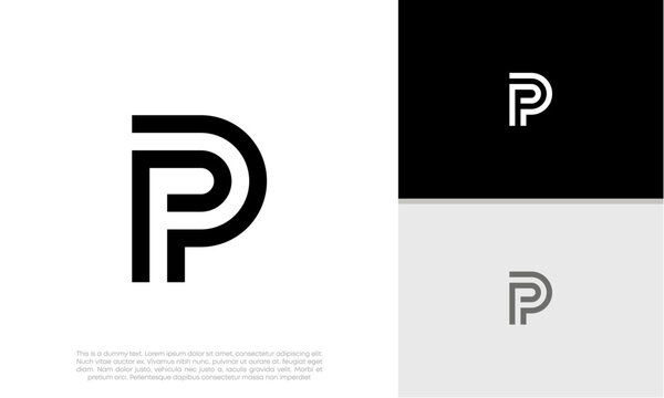 Initials P logo design. Initial Letter Logo. Innovative high tech logo template.	