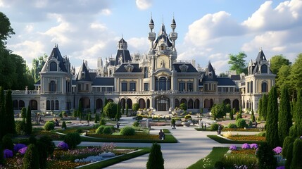 Obraz premium Beautiful and magnificent 3D cartoon palace, generative AI