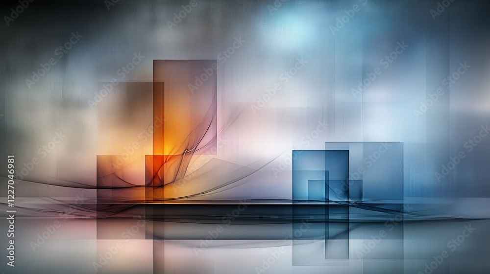 Poster Translucent geometric forms abstract art digital creation modern design minimalist style artistic expression