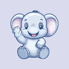 Cute elephant waving cartoon Vector Illustration