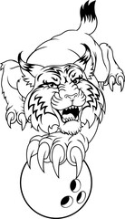 A wildcat or bobcat ten pin bowling ball animal sports team mascot
