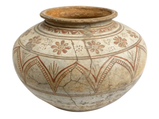 Old clay pots isolated on transparent background.