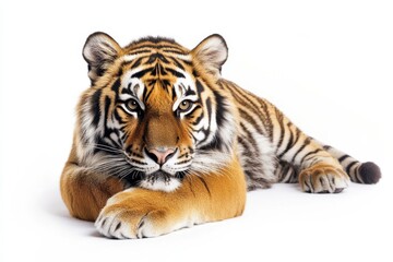 Fototapeta premium Majestic tiger resting peacefully.