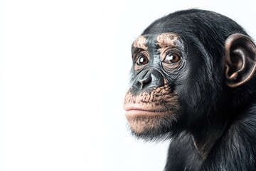 Naklejka premium Close-up of a young chimpanzee's face.