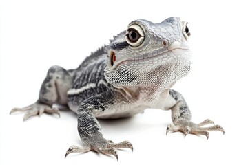 Obraz premium Close-up of a young lizard against a white background.