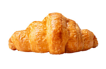 Side view of single brown or golden croissant isolated with clipping path in png file format