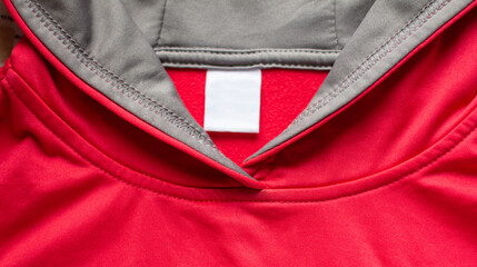 Mockup of a label and an inner label on the neck of a pretty sweater. Blank space to place a logo, text or image