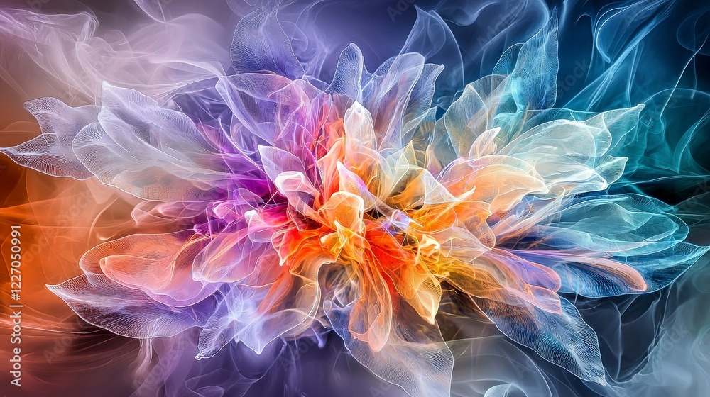 Poster delicate light painting of soft colors abstract art digital creation ethereal environment artistic v
