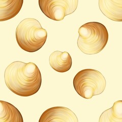 Semirealistic pattern of shell .Hand-drawn shell pattern. Shell isolated pattern for background. Spring, summer, autum season concept, Easter, nature. Design for card, print, and cover.
