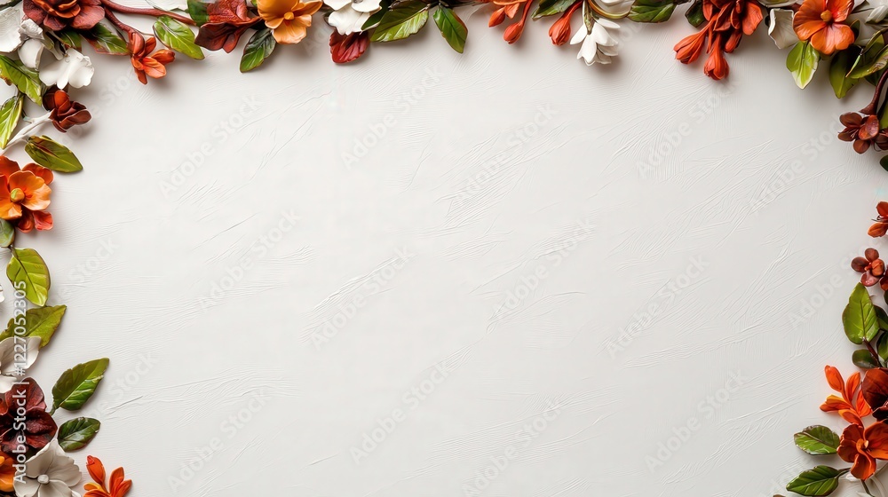 Wall mural Vibrant Art Nouveau Inspired Border with Floral Elements and Leaves