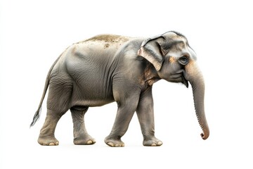 Fototapeta premium Young Asian elephant walking, isolated