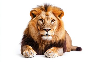 Obraz premium Majestic male lion, golden mane, intense gaze.