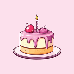 Cake Cartoon Vector Icon Illustration