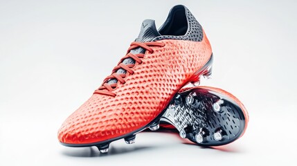 Red soccer cleats, studio shot, white background, sports equipment