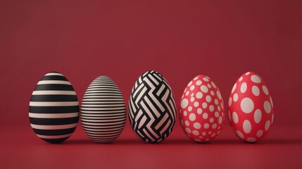 Fototapeta premium Easter day concept. Vibrant Modern Abstract Easter Eggs with Bold Graphic Patterns