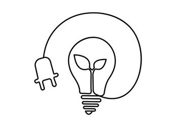 Light bulb continuous one line drawing of simple vector illustration