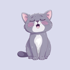 Cute sad kitten Cartoon Vector Illustration