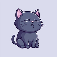 Cute sad kitten Cartoon Vector Illustration