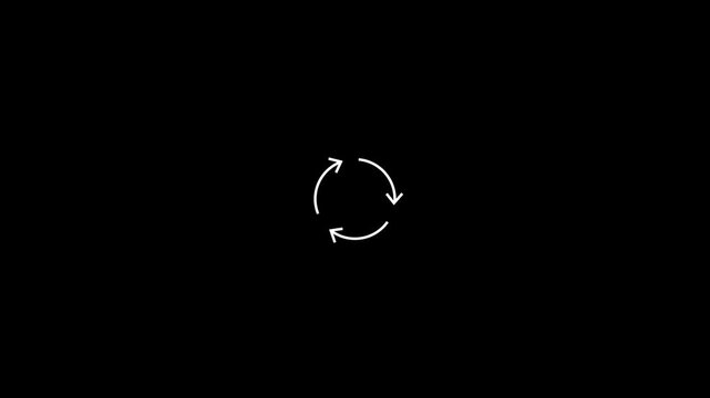 Arrow mark turns clockwise background. minimal abstract motion background glowing. Seamless looping animation.