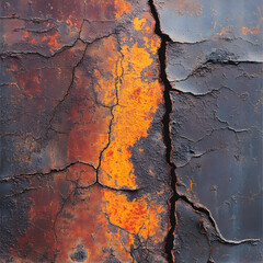 Rusted Metal Surface Illustrating the Effects of Oxidation with Flaky Textures and Color Patches