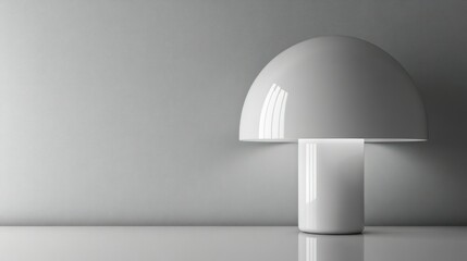 Modern white lamp, minimalist room, soft light, home decor, website banner