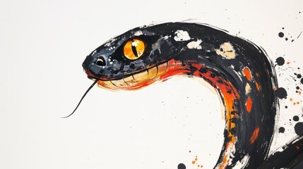 Obraz premium Abstract Painting Of A Black And Orange Snake