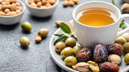 Healthy Mediterranean Snack with Tea