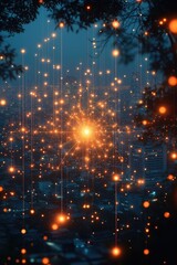 Obraz premium Succession Planning Network Data Over City at Night