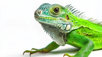 Fototapeta premium Zbliżenie na żywą zieloną iguanę