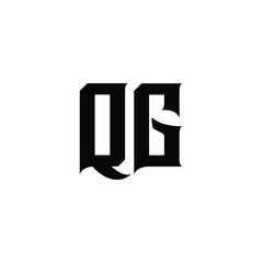 QG monogram logo design letter text name symbol monochrome logotype alphabet character simple logo