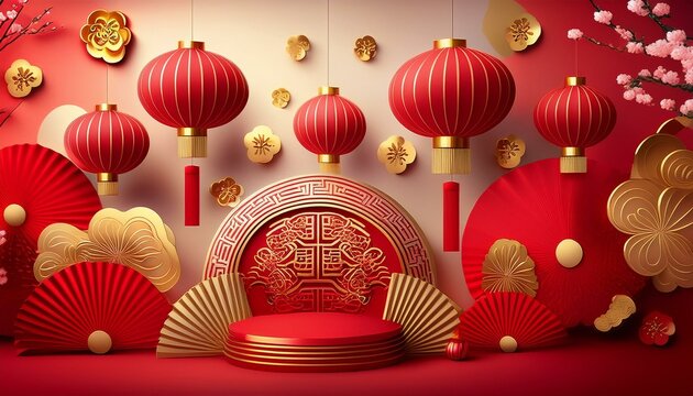 Chinese New Year of abstract background in a hyper-realistic celebrating