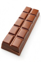 Obraz premium Delicious chocolate bar with segmented pieces on white background