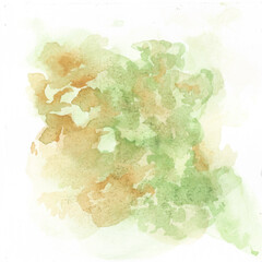 green watercolor painted background texture on white paper
